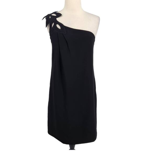 Tibi Asymmetrical One Shoulder Dress 3D Applique Motif - Picture 2 of 7